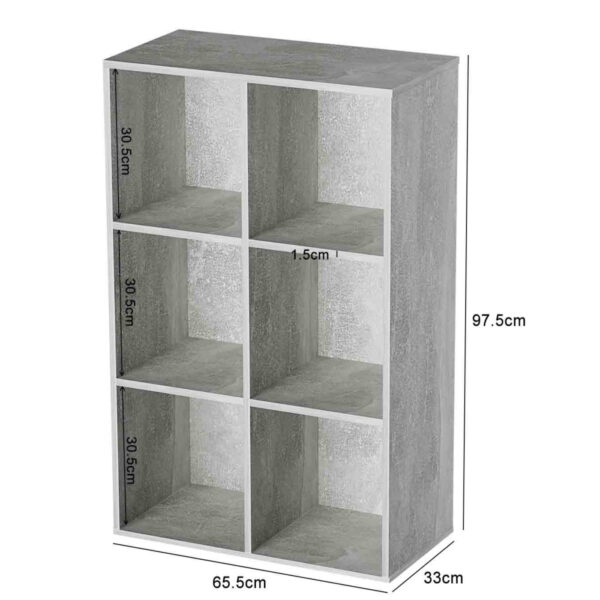   Bücherregal 6 offene Fächer Aufbewahrungsschrank – Fächerschrank – Wandschrank