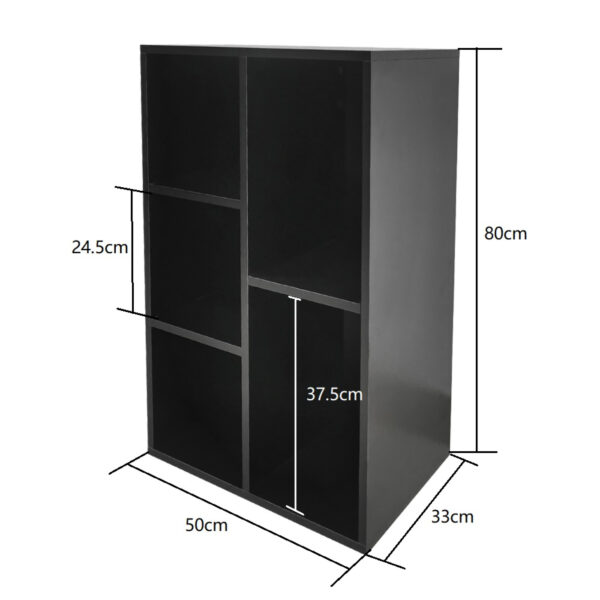 Bücherregal Vakkie 5 offene Fächer - LP-Vinyl-Aufbewahrungsschrank - Wandschrank - schwarz - VDD World DE