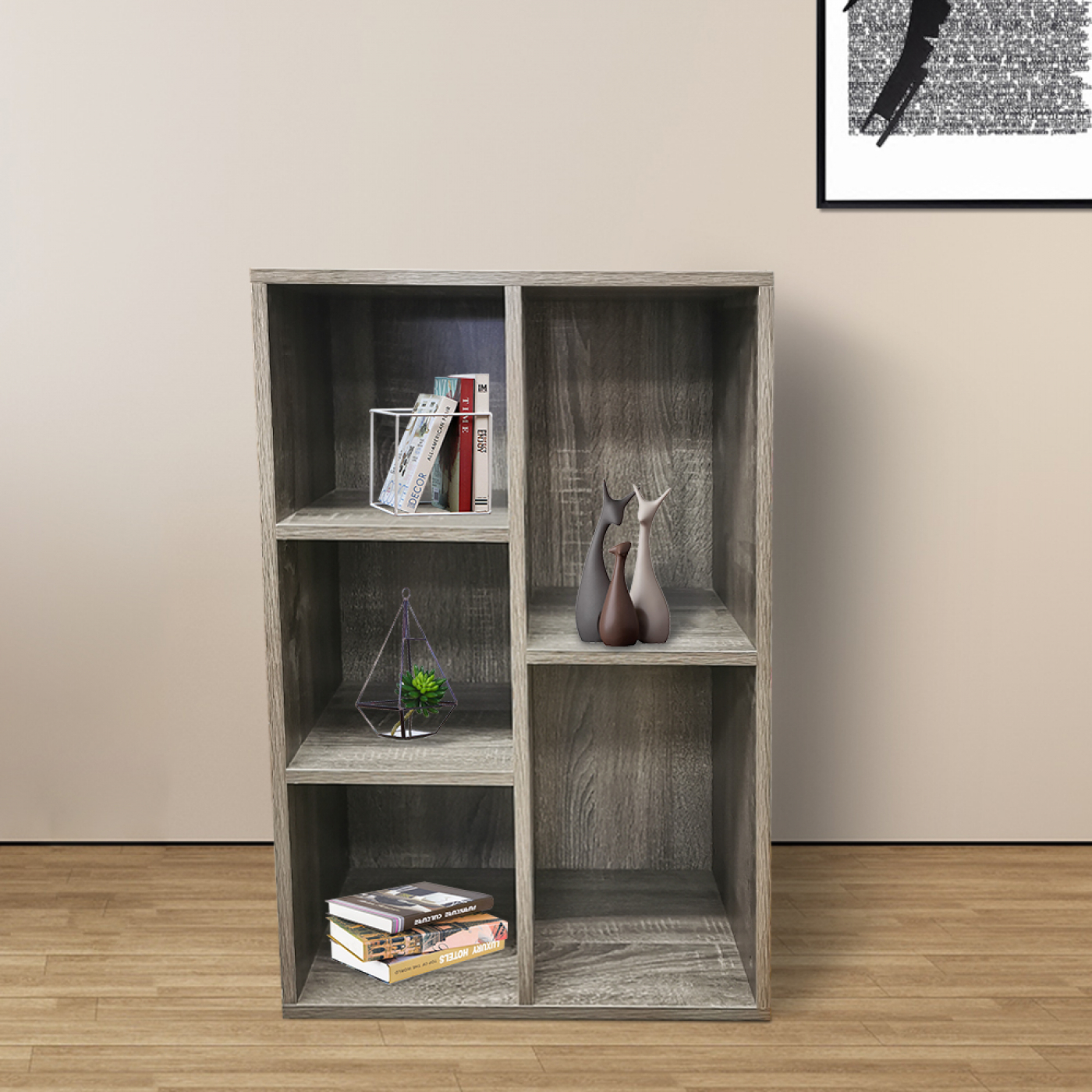 Bücherregal Vakkie 5 Schrank mit offenen Fächern - LP-Vinyl-Aufbewahrungsschrank - graubraun - alternatives Bild