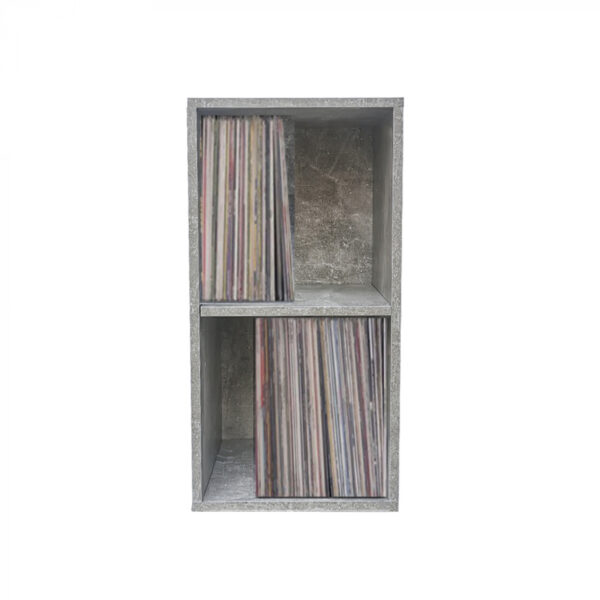 Aufbewahrungsschrank für Vinyl-LP-Schallplatten - 2 Fächer - grauer Beton - VDD World DE