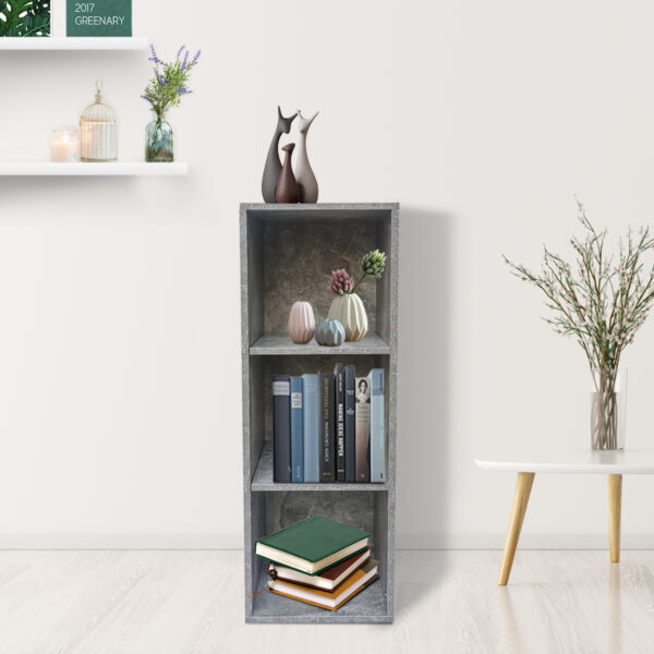 Regalschrank 3 offene Fächer Aufbewahrungsschrank - Bücherregal - Wandschrank - grauer - VDD World DE