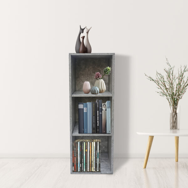 Regalschrank 3 offene Fächer Aufbewahrungsschrank - Bücherregal - Wandschrank - grauer - VDD World DE