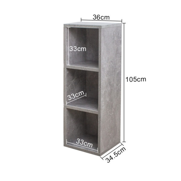 Regalschrank 3 offene Fächer Aufbewahrungsschrank - Bücherregal - Wandschrank - grauer - VDD World DE