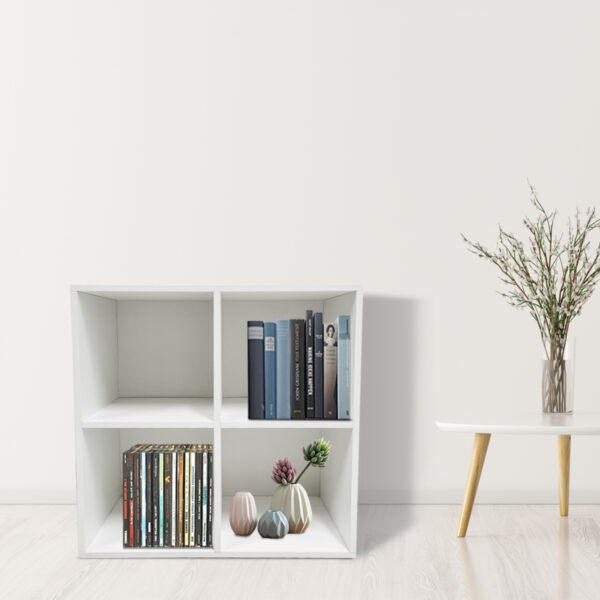 Fächerschrank Vakkie 4 offene Fächer Aufbewahrungsschrank - Bücherregal - Wandschrank - weiß - VDD World DE