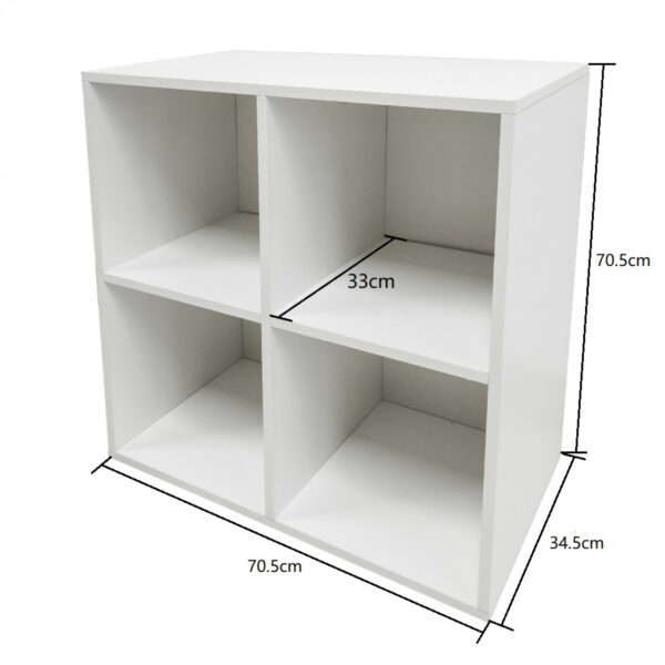 Fächerschrank Vakkie 4 offene Fächer Aufbewahrungsschrank - Bücherregal - Wandschrank - weiß - VDD World DE