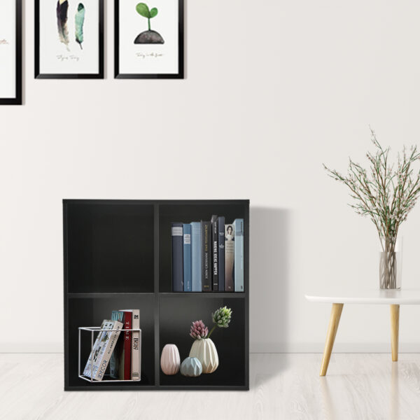 Bücherregal Vakkie 4 offene Fächer Aufbewahrungsschrank - Fächerschrank - Wandschrank - schwarz - VDD World DE