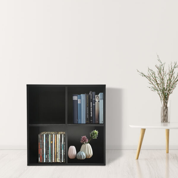 Bücherregal Vakkie 4 offene Fächer Aufbewahrungsschrank - Fächerschrank - Wandschrank - schwarz - VDD World DE