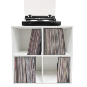 Aufbewahrungsschrank für Vinylplatten - Bücherregal - 4 Fächer - weiß