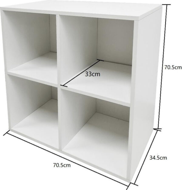 Aufbewahrungsschrank für Vinylplatten - Bücherregal - 4 Fächer - weiß - VDD World DE
