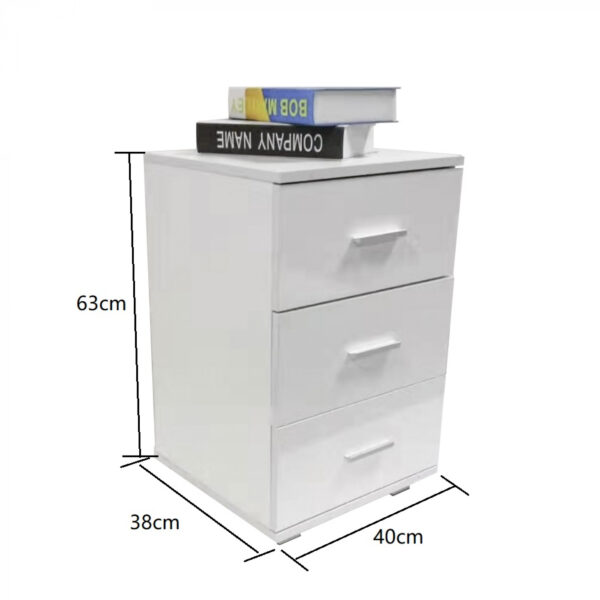 Nachttisch Flurschrank 3 Schubladen 63 cm hoch weiß - VDD World DE