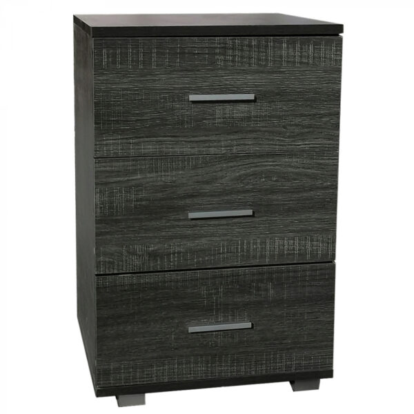 Nachttisch Flurschrank 3 Schubladen 63 cm hoch braun grau gefärbt - VDD World DE