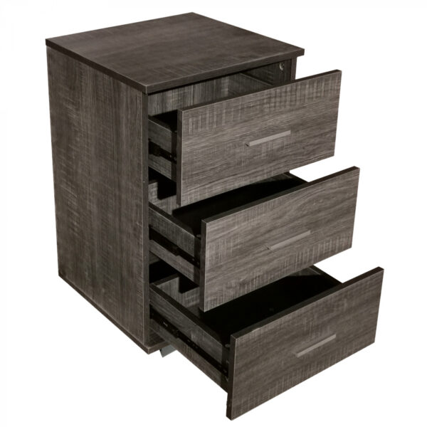 Nachttisch Flurschrank 3 Schubladen 63 cm hoch braun grau gefärbt - VDD World DE
