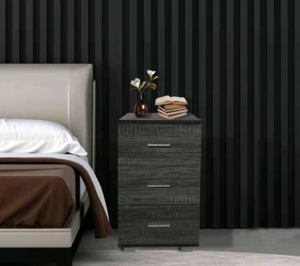 Nachttisch Flurschrank 3 Schubladen 63 cm hoch braun grau gefärbt - VDD World DE
