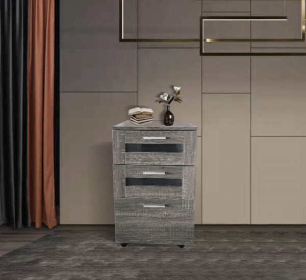 Schubladenschrank Schreibtischschrank - Nachttisch - mobil - braun grau gefärbt - VDD World DE