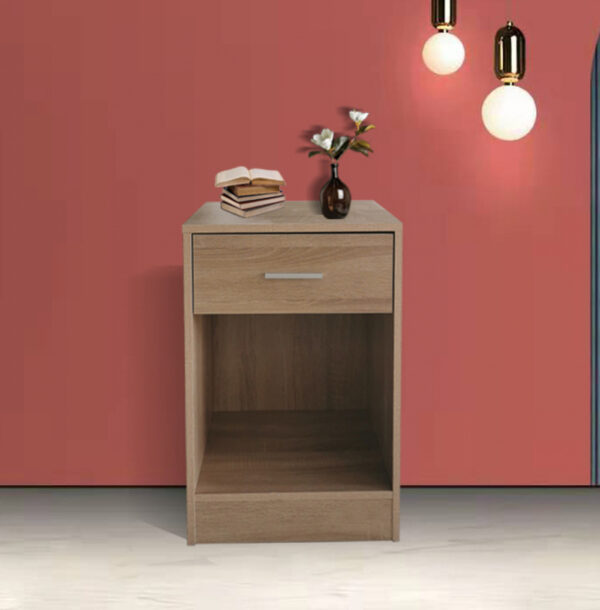 Nachttisch-Dielenschrank - mit Schublade offenem Staufach - 60 cm hoch - hellbraun - VDD World DE