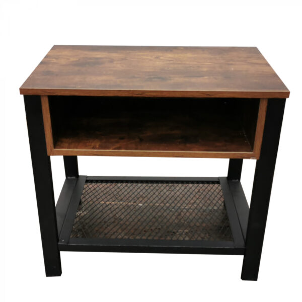 Nachttisch Beistelltisch Tough - Industrial Vintage - 55 cm hoch - schwarzes Metall braunes Holz - VDD World DE