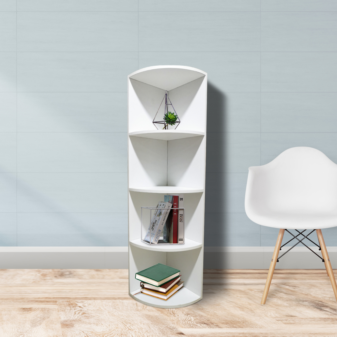 Eckgarderobe - Abteilschrank - Eckschrank - 130 cm hoch - weiß - alternatives Bild