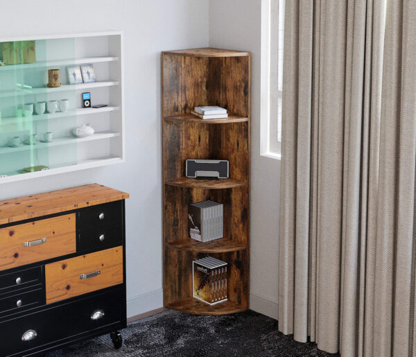   Eckgarderobe – Fächerschrank – Eckschrank – 130 cm hoch – vintage braun