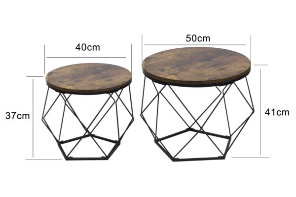 VDD Beistelltische 2er Set - Couchtisch im industriellen Vintage-Stil - VDD World DE