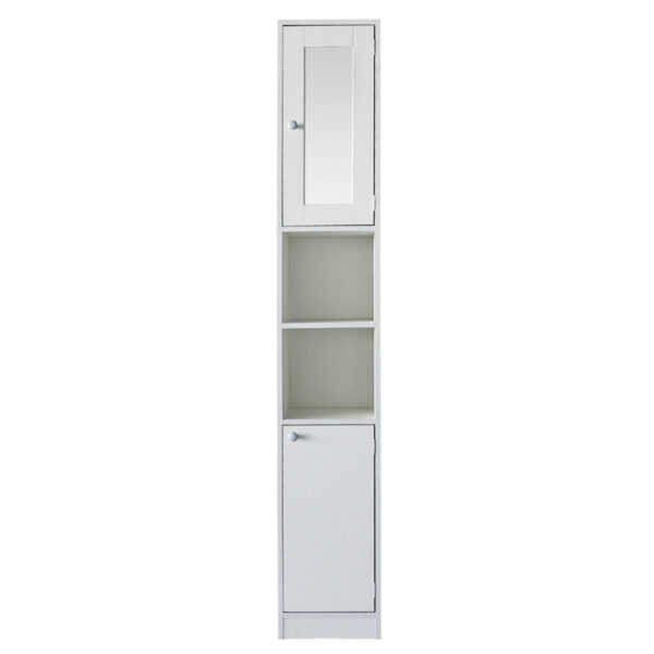   Säulenschrank Badezimmer – Aufbewahrungsschrank Badezimmer oder Flur – mit Spiegel – 180 cm hoch