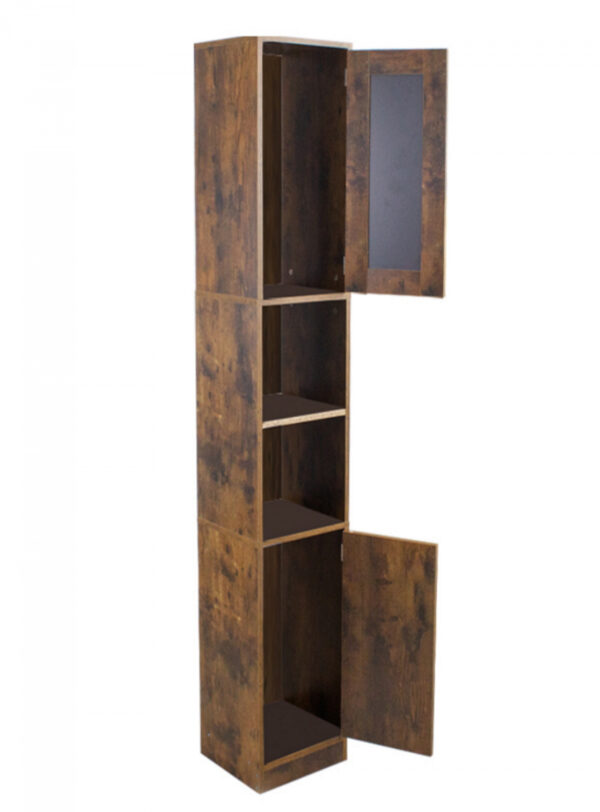   Säulenschrank Bad – Schrank Bad oder Flur – mit Spiegel – 180 cm hoch