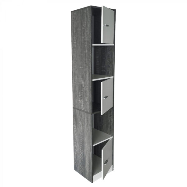   Säulenschrank Badezimmer – Schrank Badezimmer Schlafzimmer oder Flur – 180 cm hoch – grau