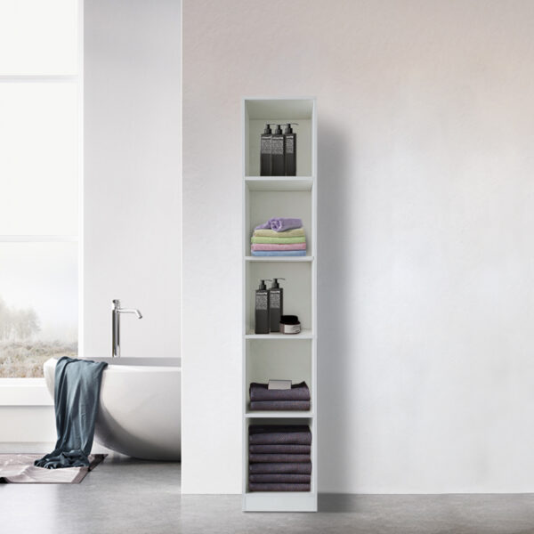 Säulenschrank 5 offene Fächer - Aufbewahrungsschrank Badezimmer Schlafzimmer oder Flur - 180 cm hoch - VDD World DE