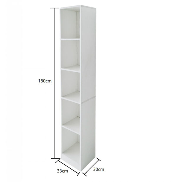 Säulenschrank 5 offene Fächer - Aufbewahrungsschrank Badezimmer Schlafzimmer oder Flur - 180 cm hoch - VDD World DE