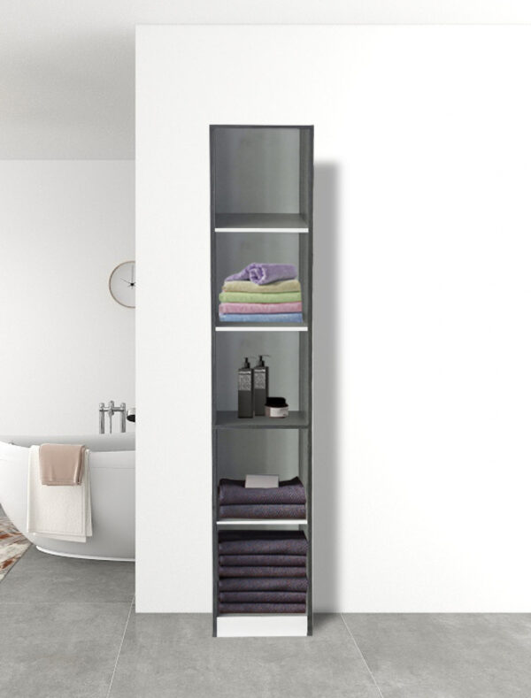 Säulenschrank 5 offene Fächer - Aufbewahrungsschrank Badezimmer Schlafzimmer oder Flur - 180 cm hoch - VDD World DE