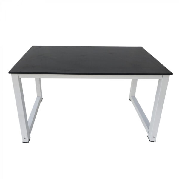   Schreibtisch Computertisch – Küchentisch – Metall Holz – 120 cm x 60 cm – weiß mit schwarzer Tischpl