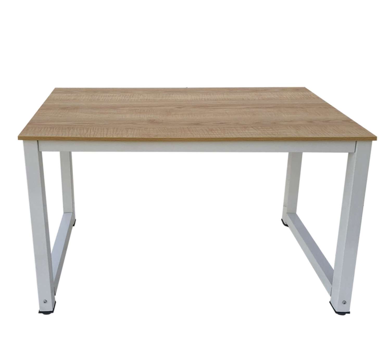 Schreibtisch Computertisch - Küchentisch - Metall Holz - 120 cm x 60 cm - weiß mit brauner Tischplat