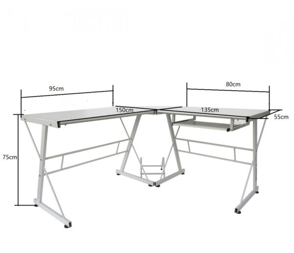   Eckschreibtisch Computertisch – L-förmiger Ecktisch – Tastatur- und Desktophalter – weiß