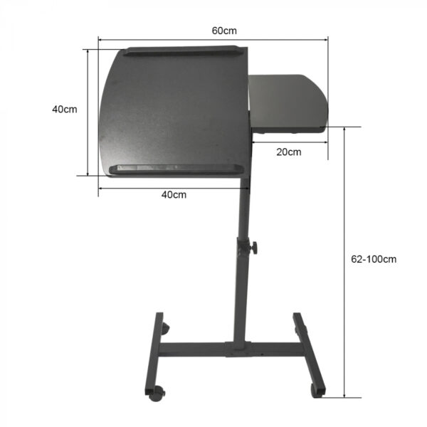   Laptoptisch Laptopständer – Beistelltisch Nachttisch – fahrbare Räder – höhenverstellbar – schwarz