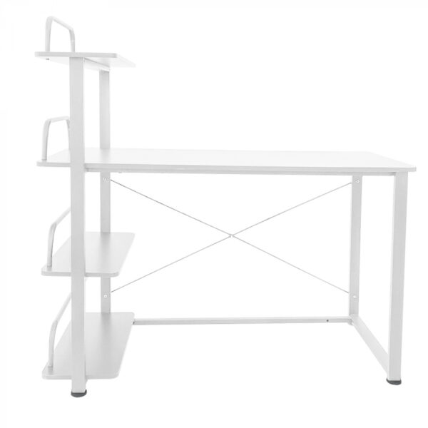 Schreibtisch Computertisch - 3 Ablageflächen - Metallholz - 120 cm breit - weiß - VDD World DE
