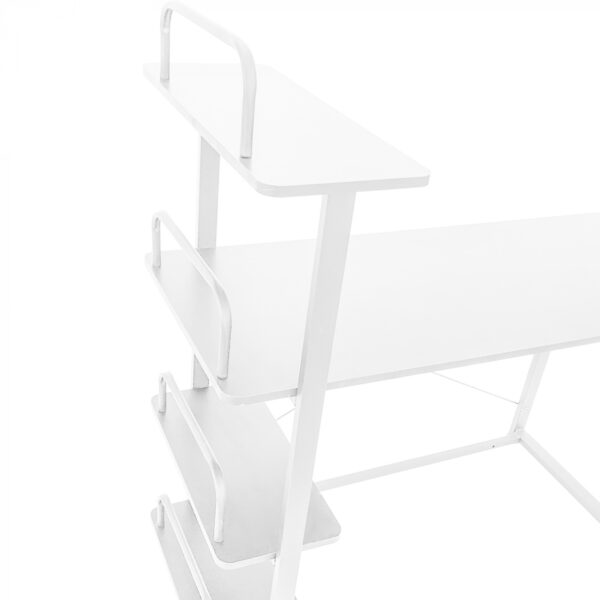 Schreibtisch Computertisch - 3 Ablageflächen - Metallholz - 120 cm breit - weiß - VDD World DE