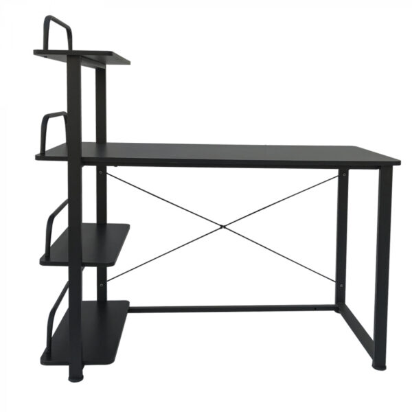   Schreibtisch Computertisch – 3 Ablageflächen – Metallholz – schwarz – 120 cm breit