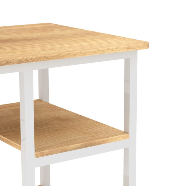   Schreibtisch Computertisch – mit Ablagefächern – weißes Metall braunes Holz – 110 cm breit