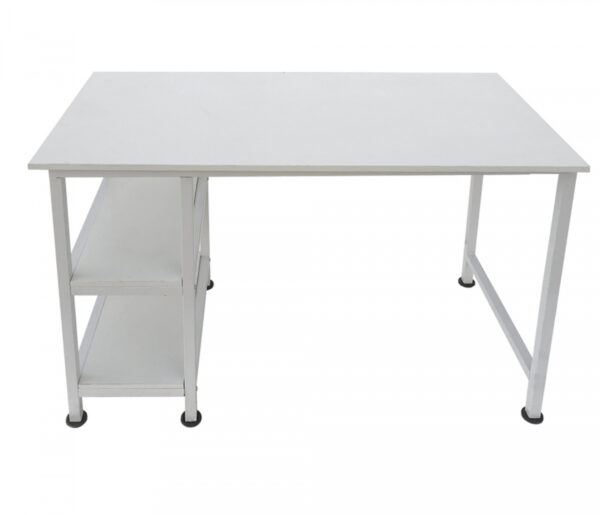   Schreibtisch Computertisch – mit Ablagefächern – weißes Metallholz – 110 cm breit