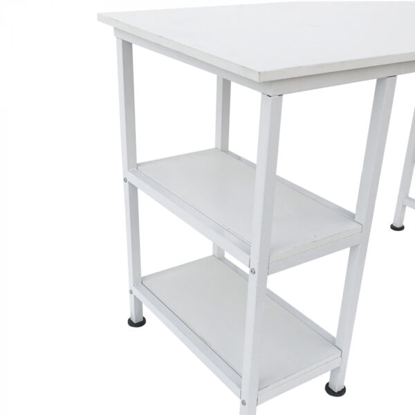   Schreibtisch Computertisch – mit Ablagefächern – weißes Metallholz – 110 cm breit