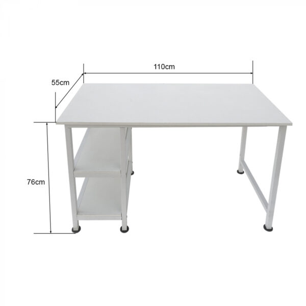   Schreibtisch Computertisch – mit Ablagefächern – weißes Metallholz – 110 cm breit