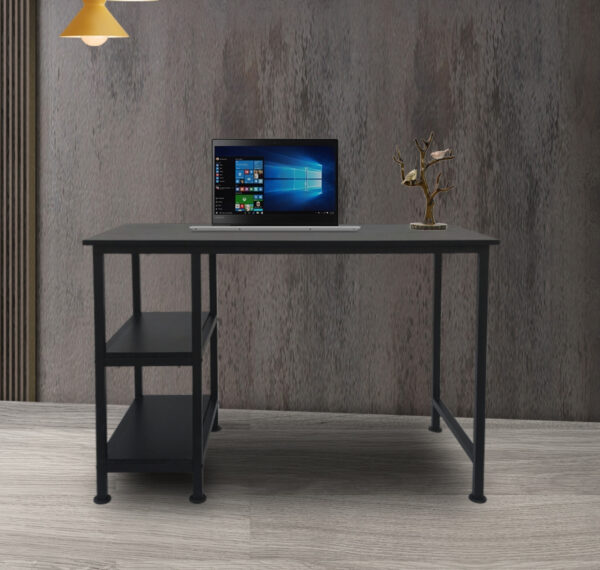 Schreibtisch-Computertisch - mit Ablagefächern - schwarzes Metallholz - 110 cm breit - VDD World DE