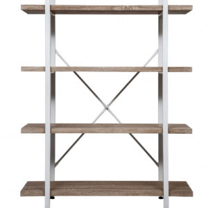 Wandschrank Robustes Metall, Holz, Industriedesign, offenes Bücherregal, 137 cm hoch, schwarz - VDD World DE