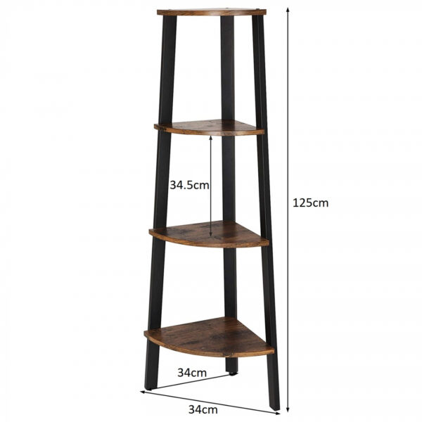 Eckschrank Tough Metal Wood Industrial Design Bücherregal 125 cm hoch schwarz - VDD World DE