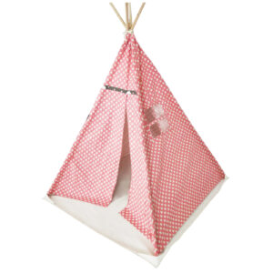 Wigwam Tipi Spielzelt Floortje - Indianerzelt - mit Bodenkissen - Leinen und Baumwolle - Rosa