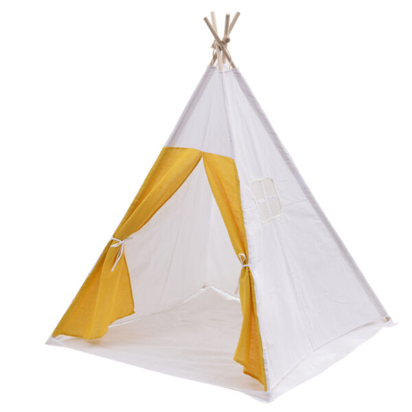 Wigwam Tipi Spielzelt Floortje - Indianerzelt - mit Bodenkissen - Leinen und Baumwolle - VDD World DE