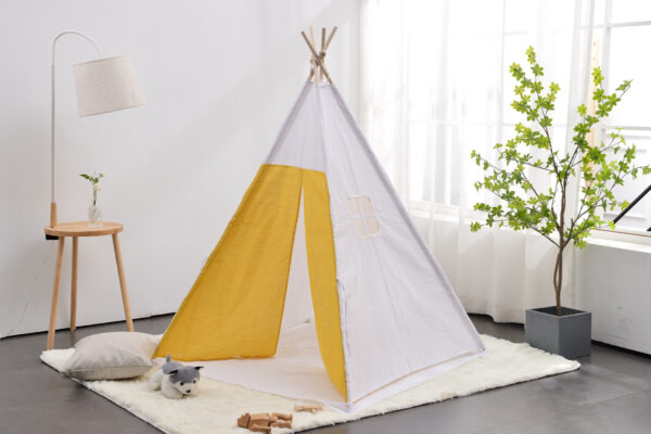 Wigwam Tipi Spielzelt Floortje - Indianerzelt - mit Bodenkissen - Leinen und Baumwolle - VDD World DE