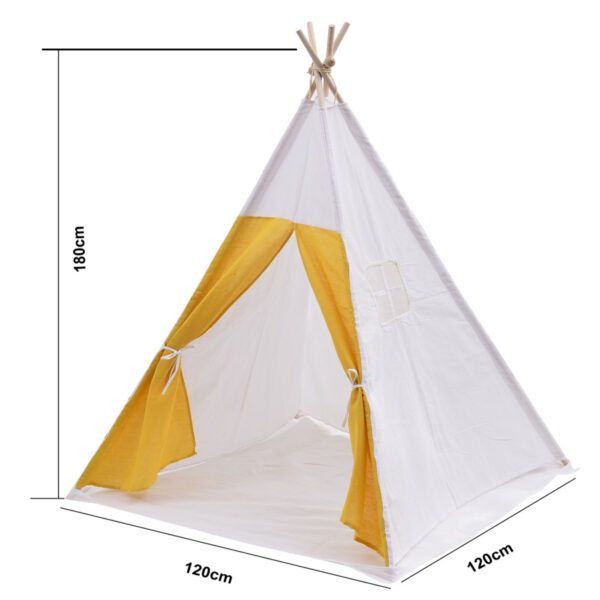 Wigwam Tipi Spielzelt Floortje - Indianerzelt - mit Bodenkissen - Leinen und Baumwolle - VDD World DE