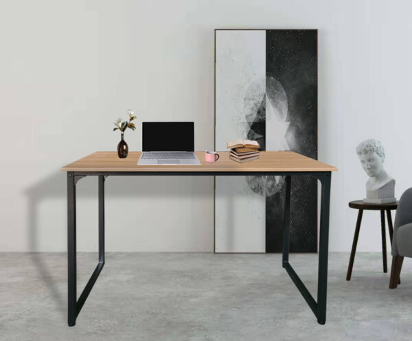 Schreibtisch Stoer - Laptoptisch - Computertisch - Industrie - schwarzes Metall hellbraunes Holz - VDD World DE