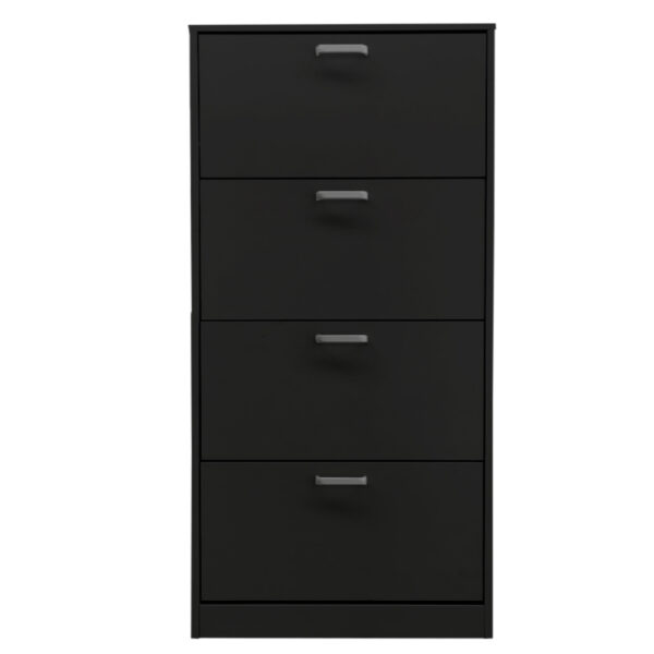 Schuhschrank - Schuhregal - 4 Fächer mit Klapptüren - schwarz - VDD World DE