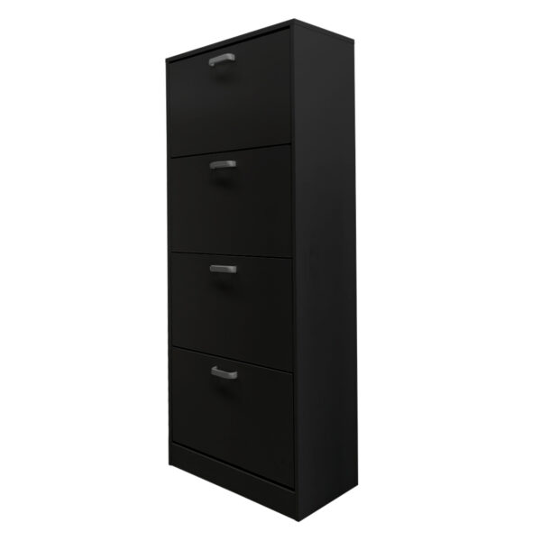 Schuhschrank - Schuhregal - 4 Fächer mit Klapptüren - schwarz - VDD World DE